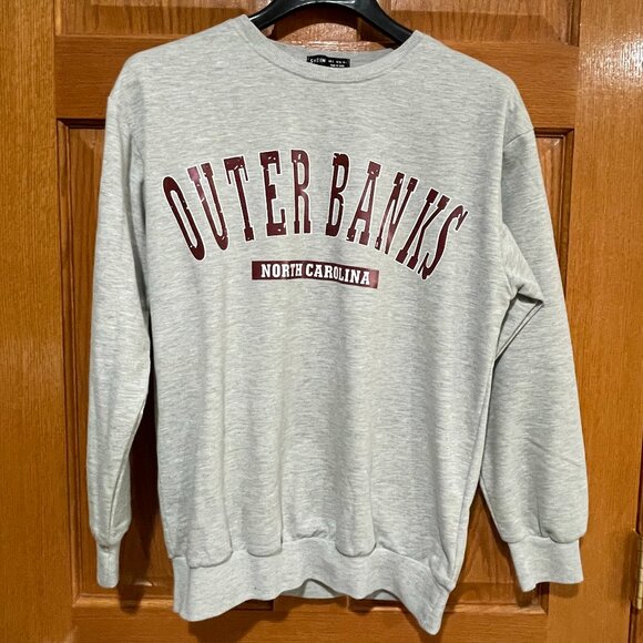 SHEIN Tops - SHEIN Women's S Gray Lightweight Crewneck Sweatshirt Outerbanks North Carolina
